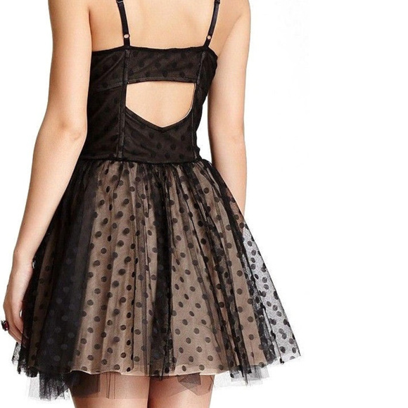 POLKA DOT TULLE MESH LAYER DRESS Corset Zip FRoNT - Picture 3 of 6